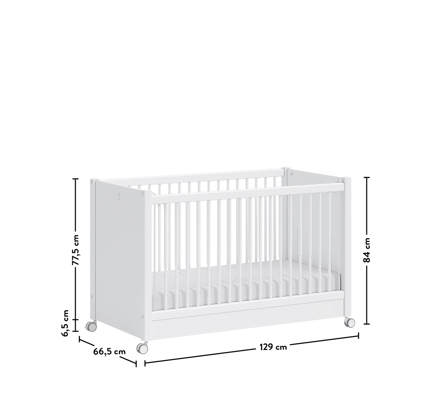 Бебешка кошара на колела White (60x120 )