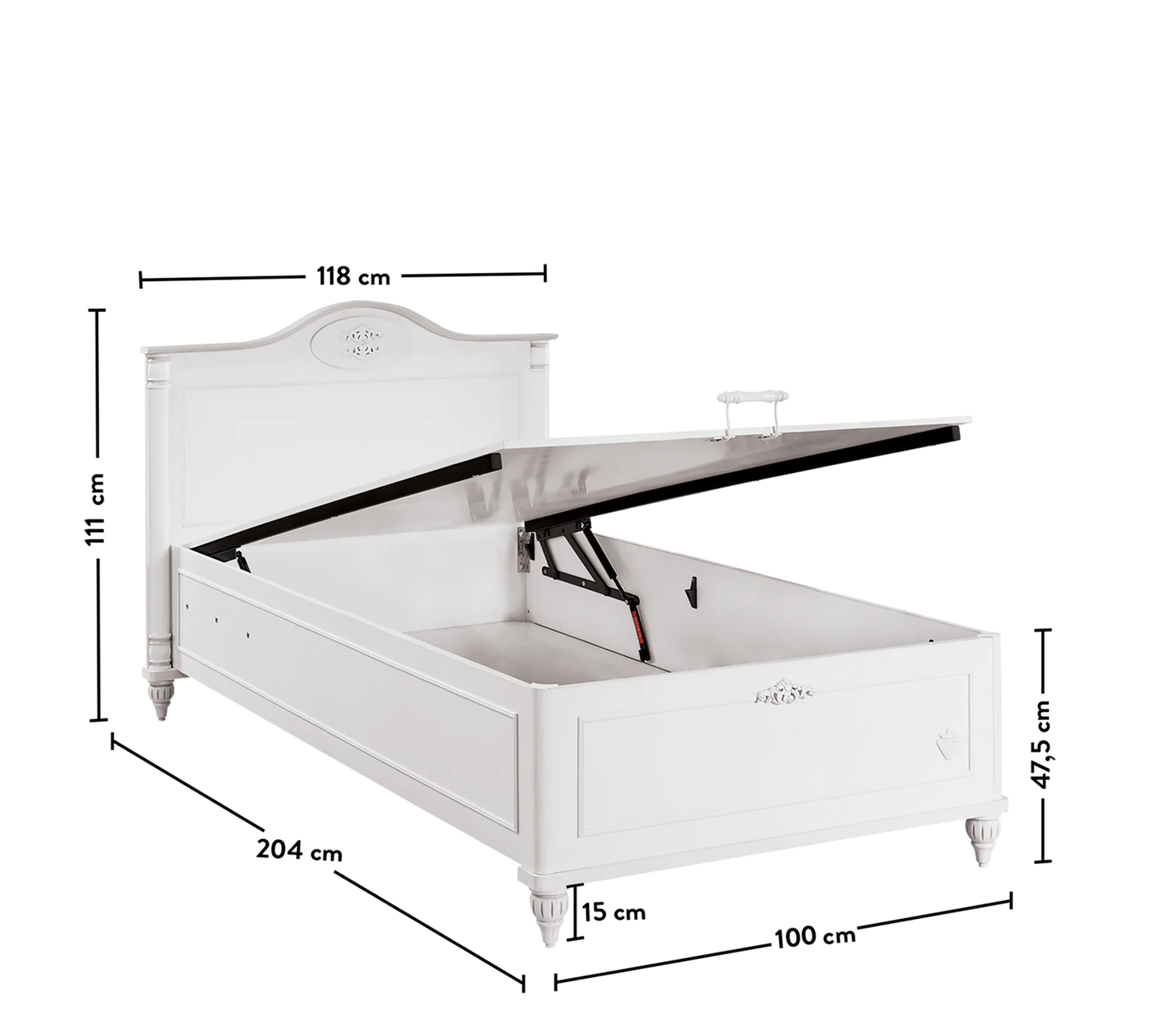 Детско легло с повдигащ механизъм Romantic (100x200 см)