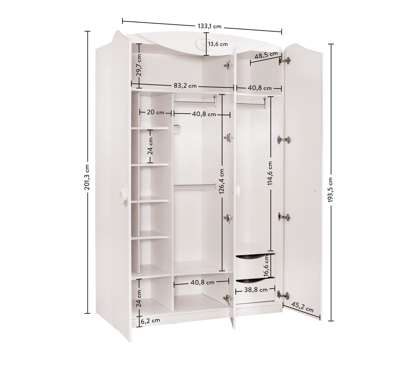 Детски трикрилен гардероб Baby Cotton Sl