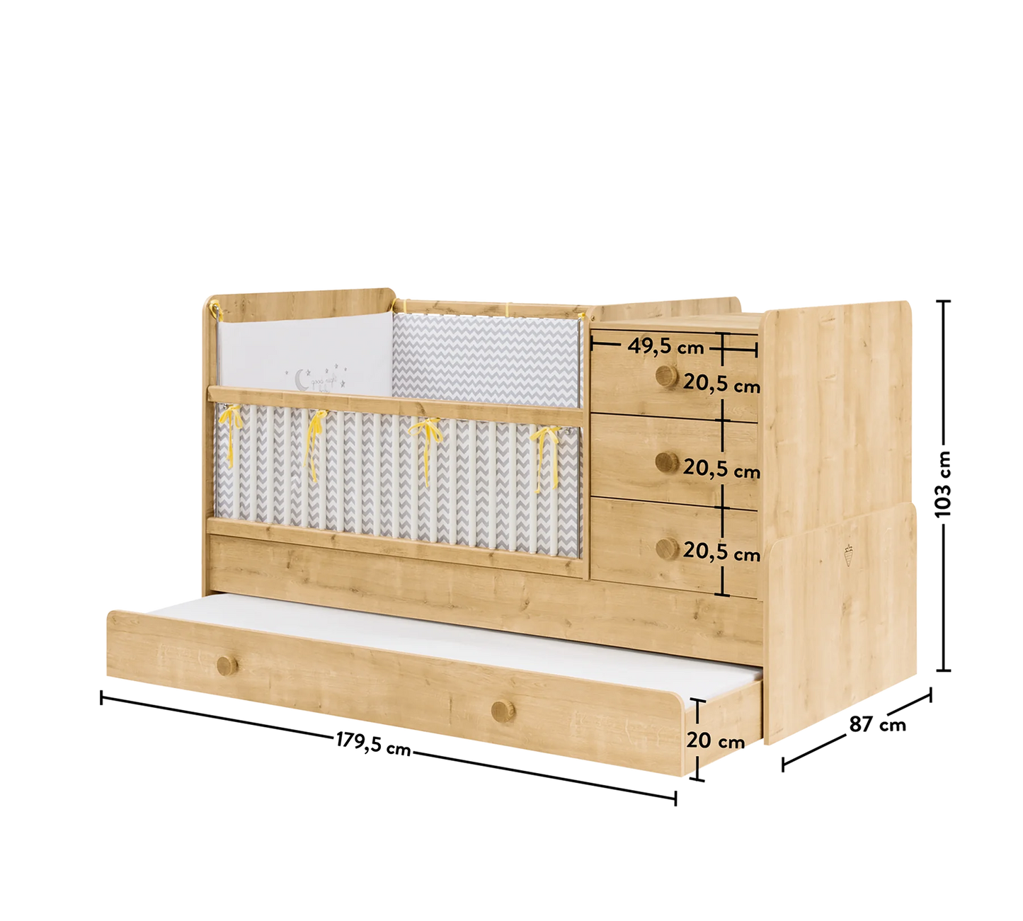 Трансформираща бебешка кошара Mocha (80/180см)