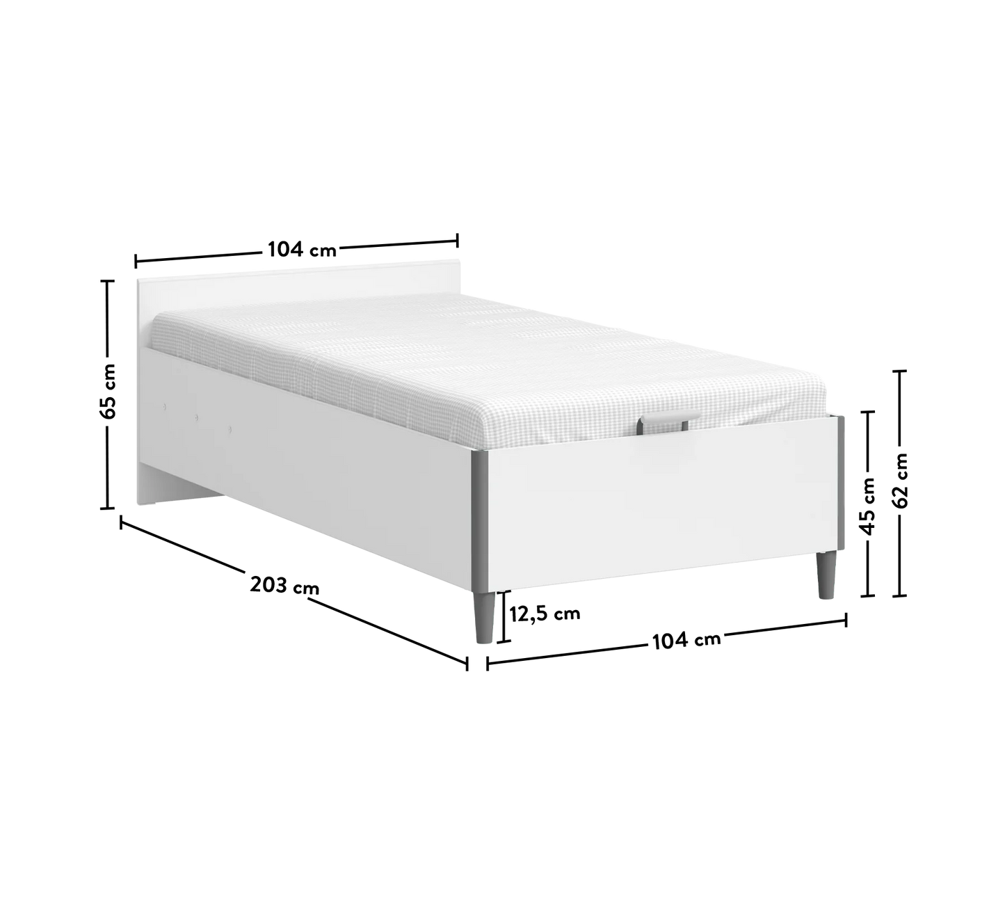 Легло с база без табла White (100/200см)