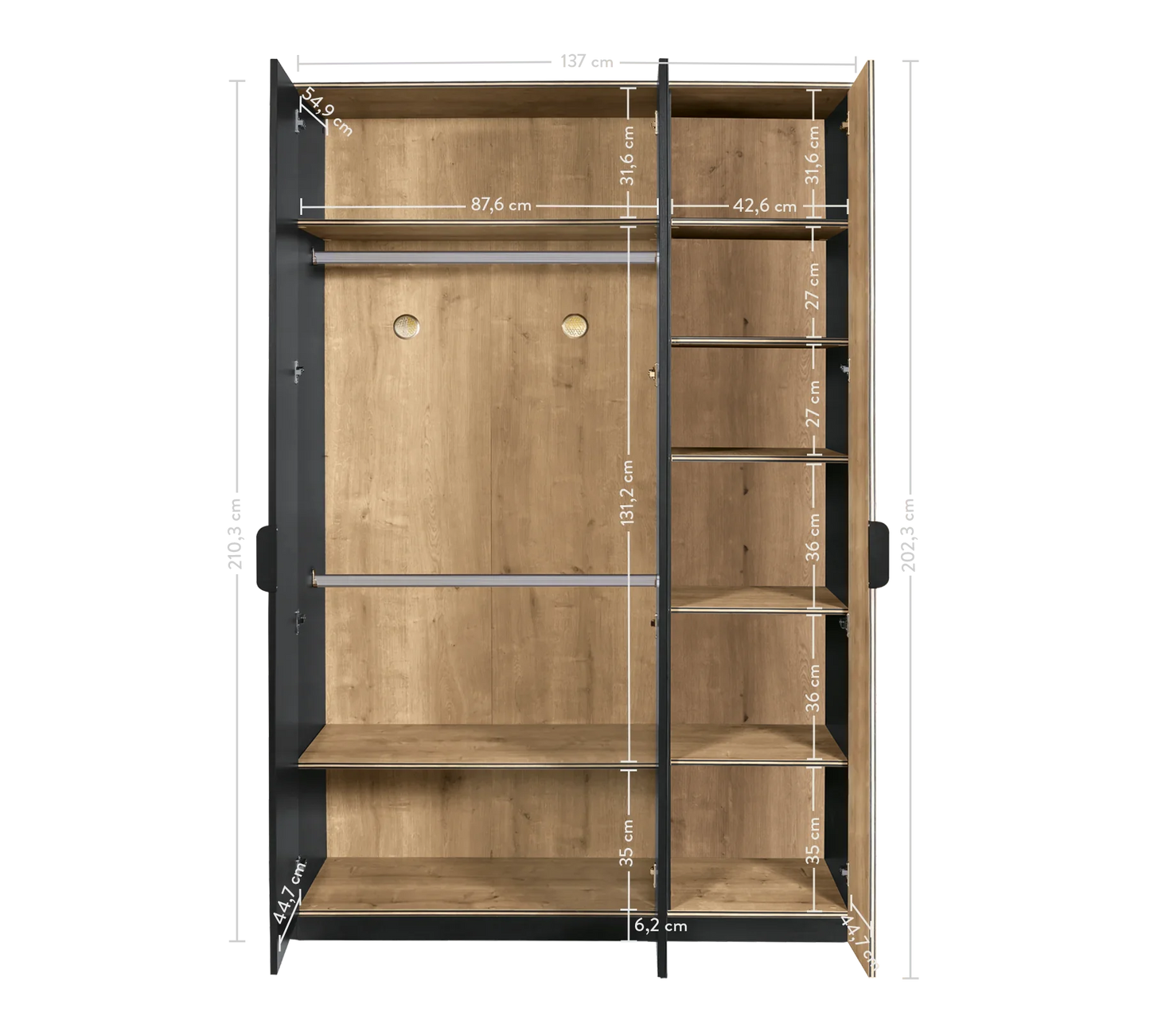 Трикрилен гардероб Black