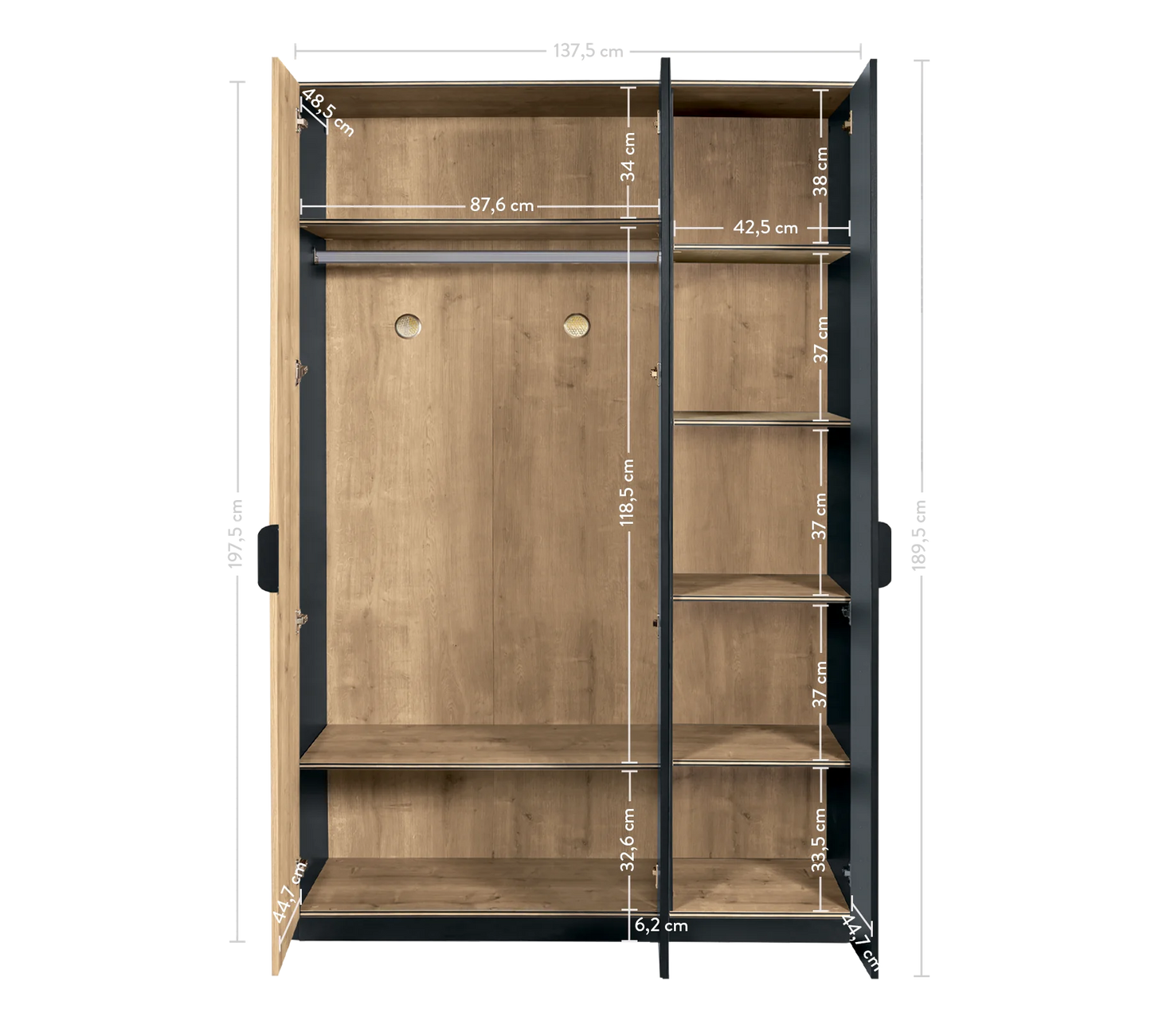 Трикрилен гардероб Black Line