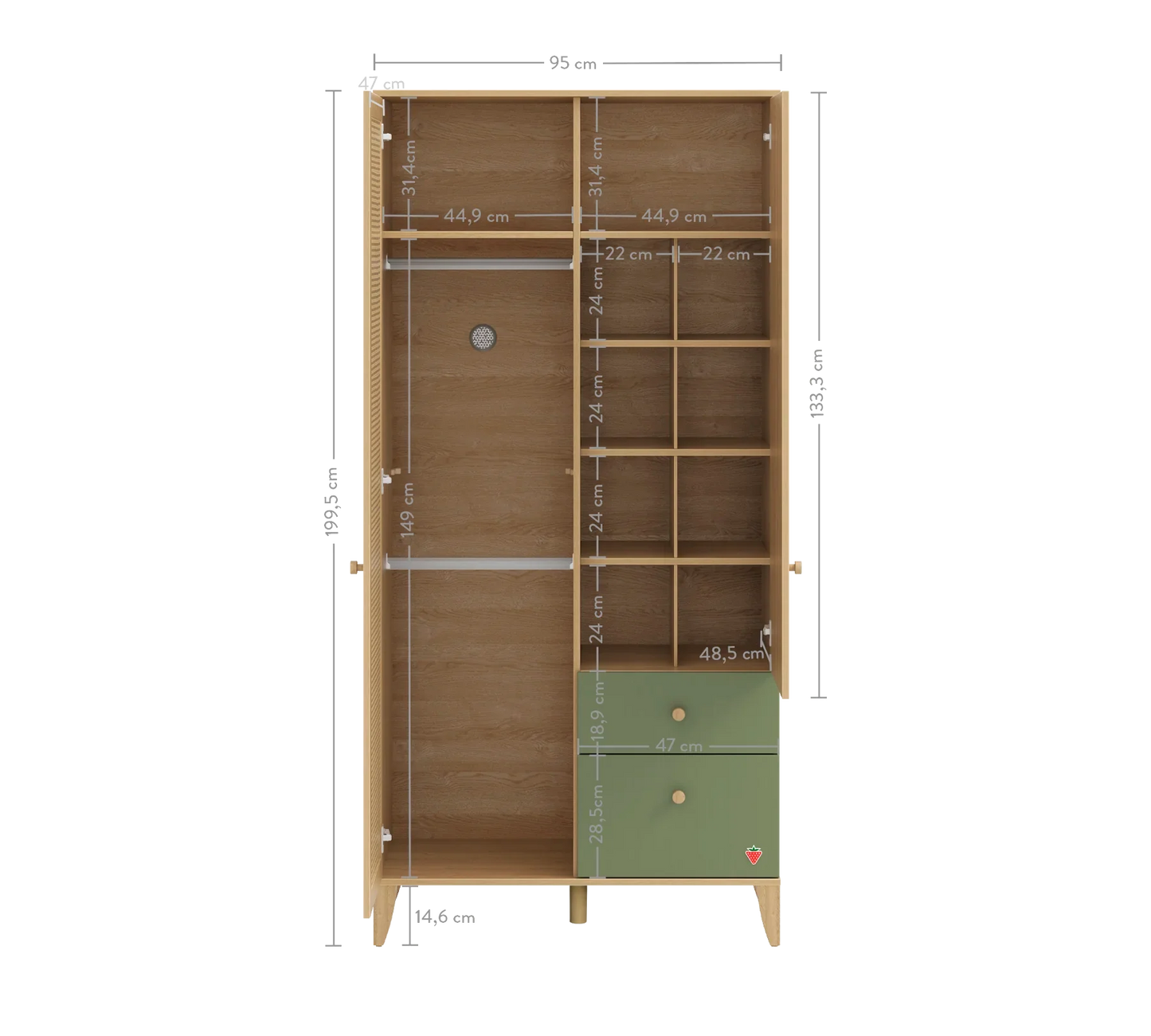 Двукрилен гардероб Loof Baby