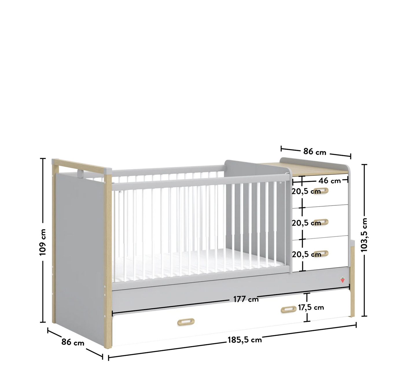 Трансформираща бебешка кошара Mino (80/180см)