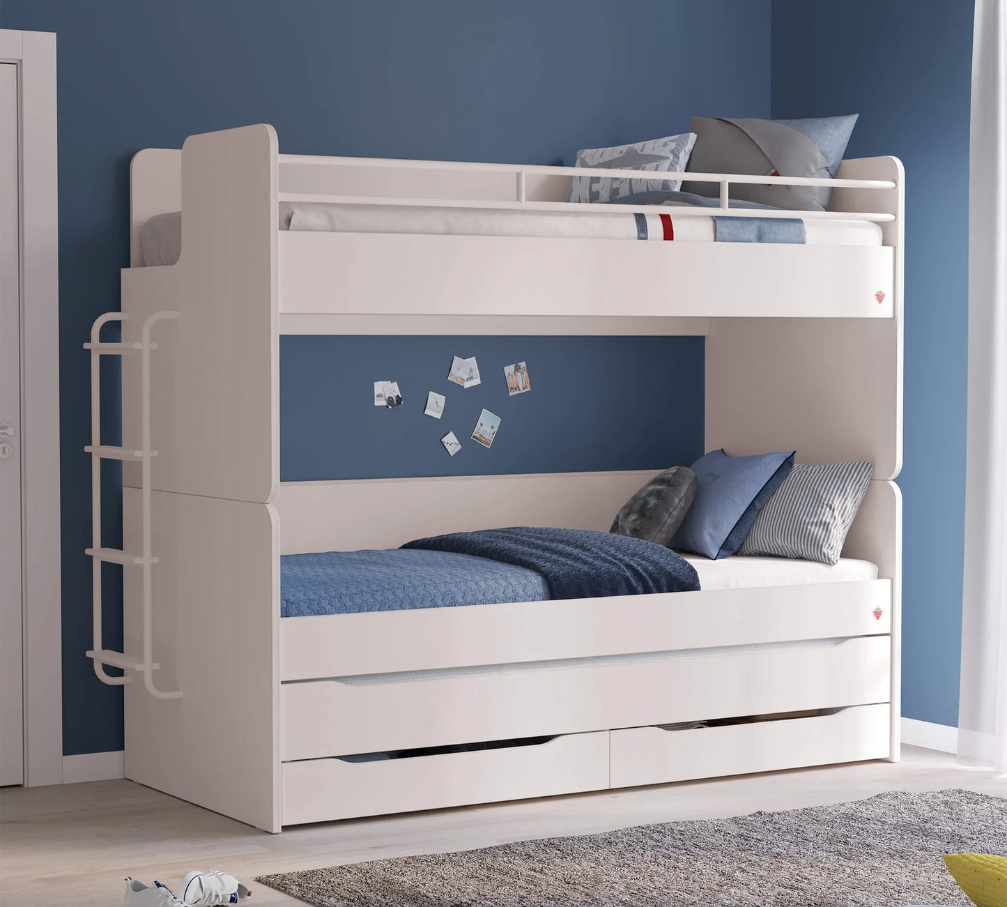 Издърпващо легло с чекмеджета Studio White (90x200см)