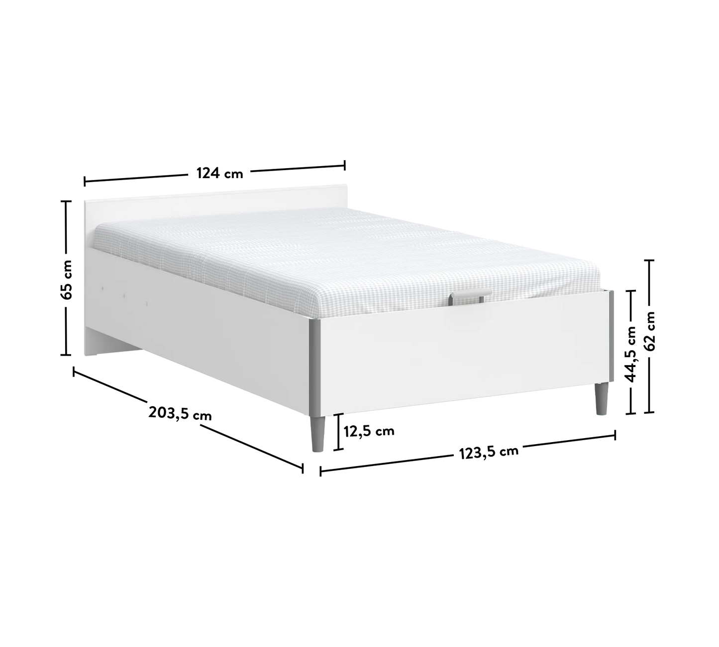 Легло с база без табла White (120/200см)