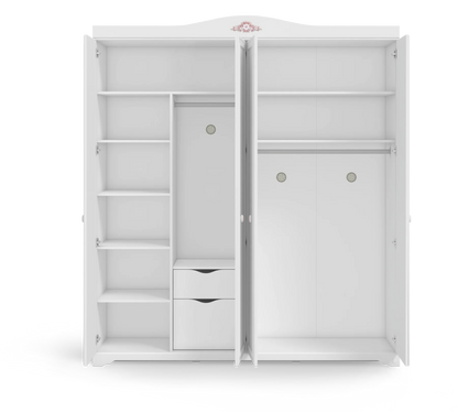 Четирикрилен гардероб Rustic White