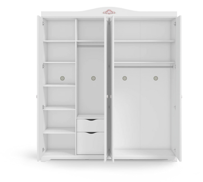 Четирикрилен гардероб Rustic White