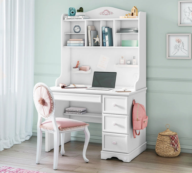Надстройка за бюро Rustic White, изображение 2 от 3