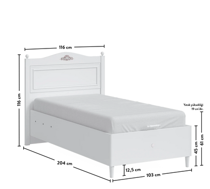 Легло с ракла Rustic White 100х200см