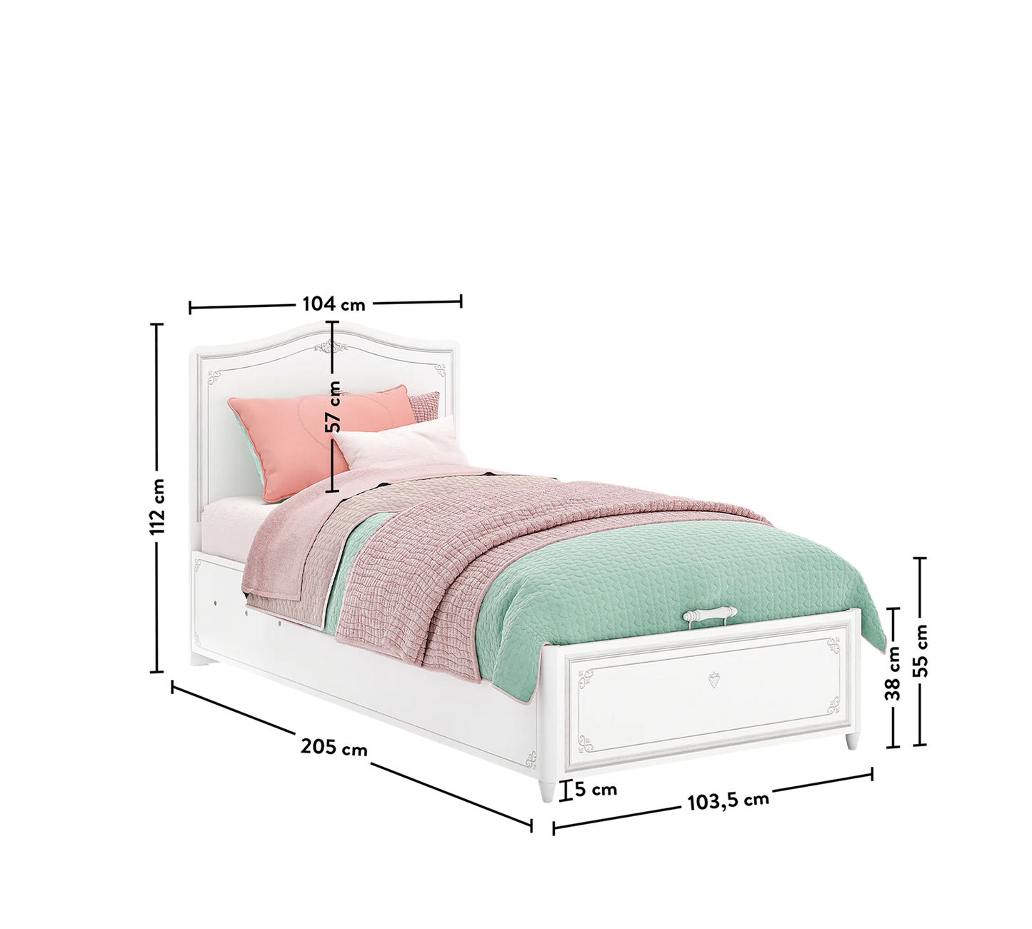 Детско легло Selena Grey Bedbase (100x200 cm)