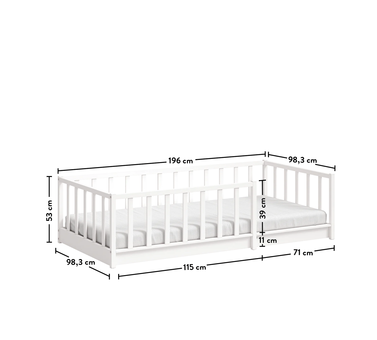 Легло без покрив  Montes White 90x190 см