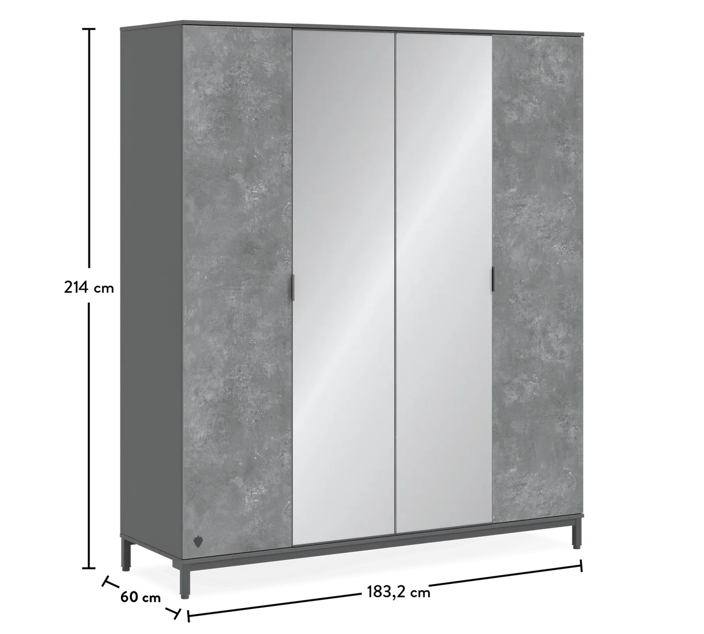 Четирикрилен гардероб Space Gray