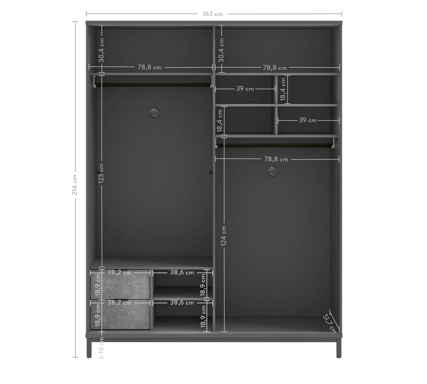 Гардероб с плъзгащи се врати Space Gray