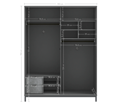 Гардероб с плъзгащи се врати Space Gray