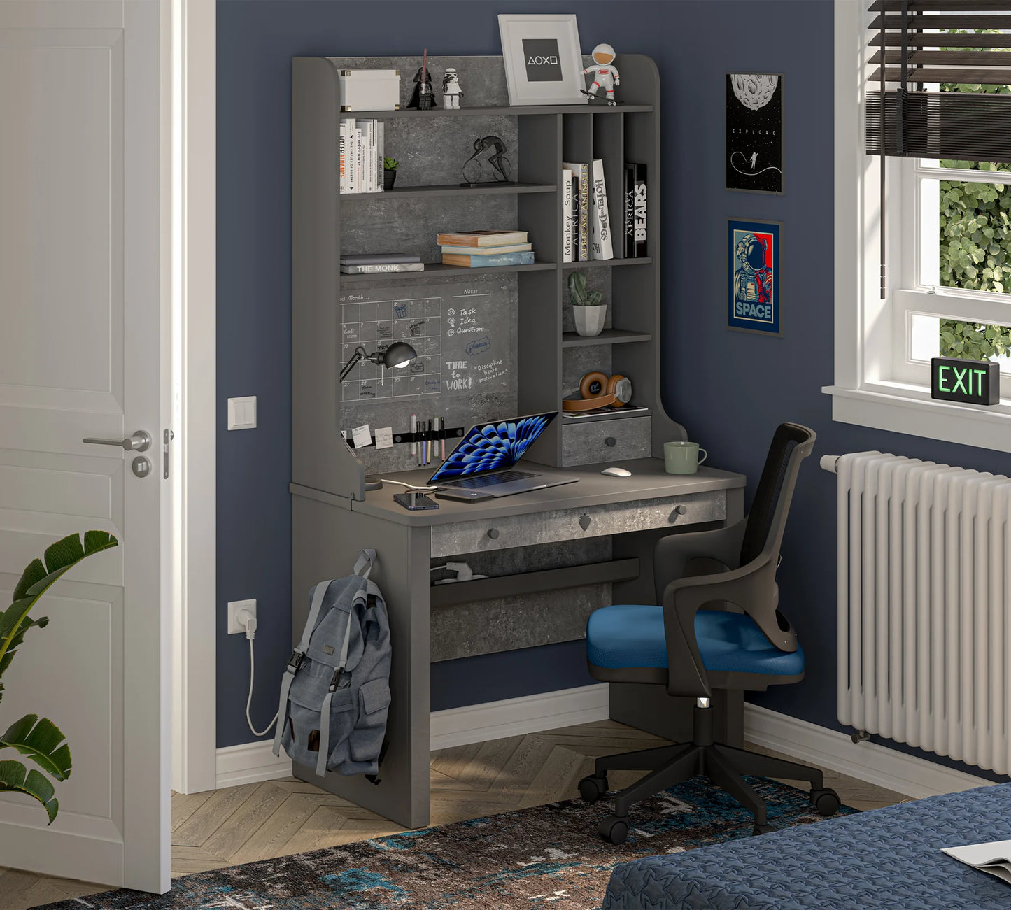 Висока надстройка за голямо бюро Space Gray