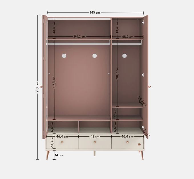 Трикрилен гардероб Elegance