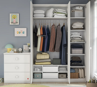 Трикрилен гардероб с огледало Varia White