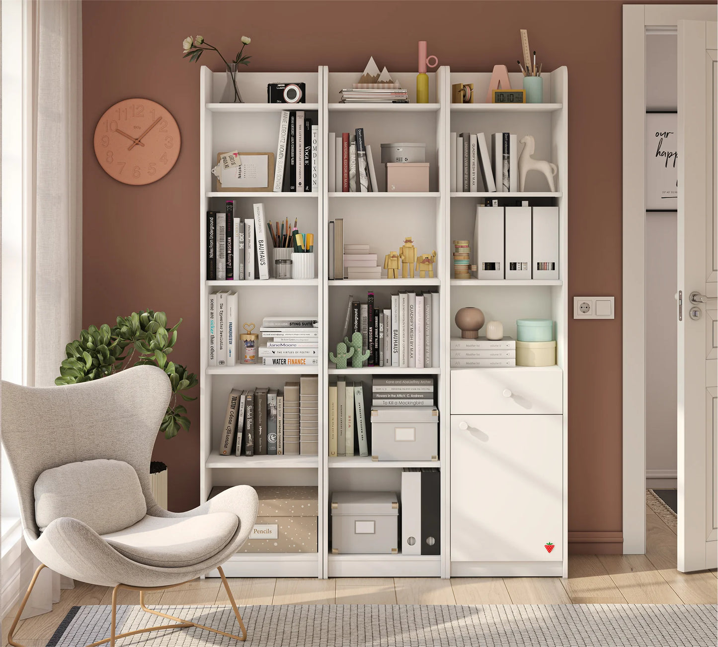 Библиотека Varia White с рафтове
