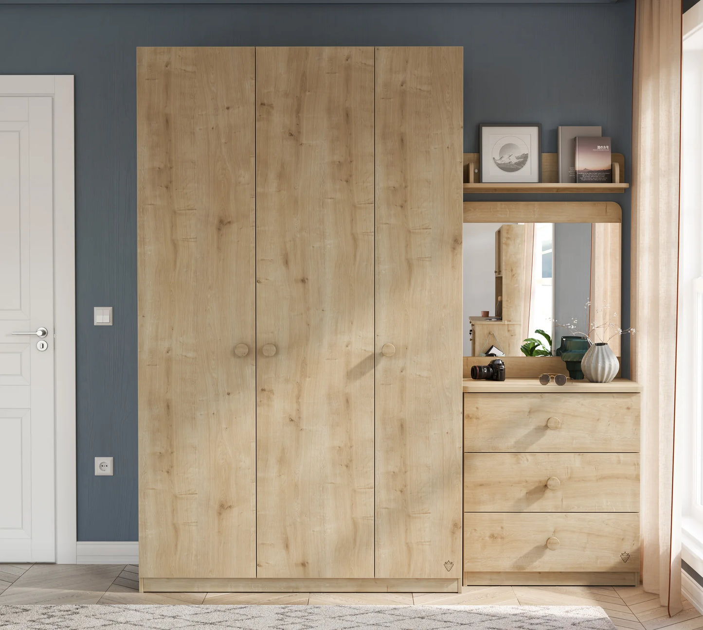 Детски трикрилен гардероб Mocha