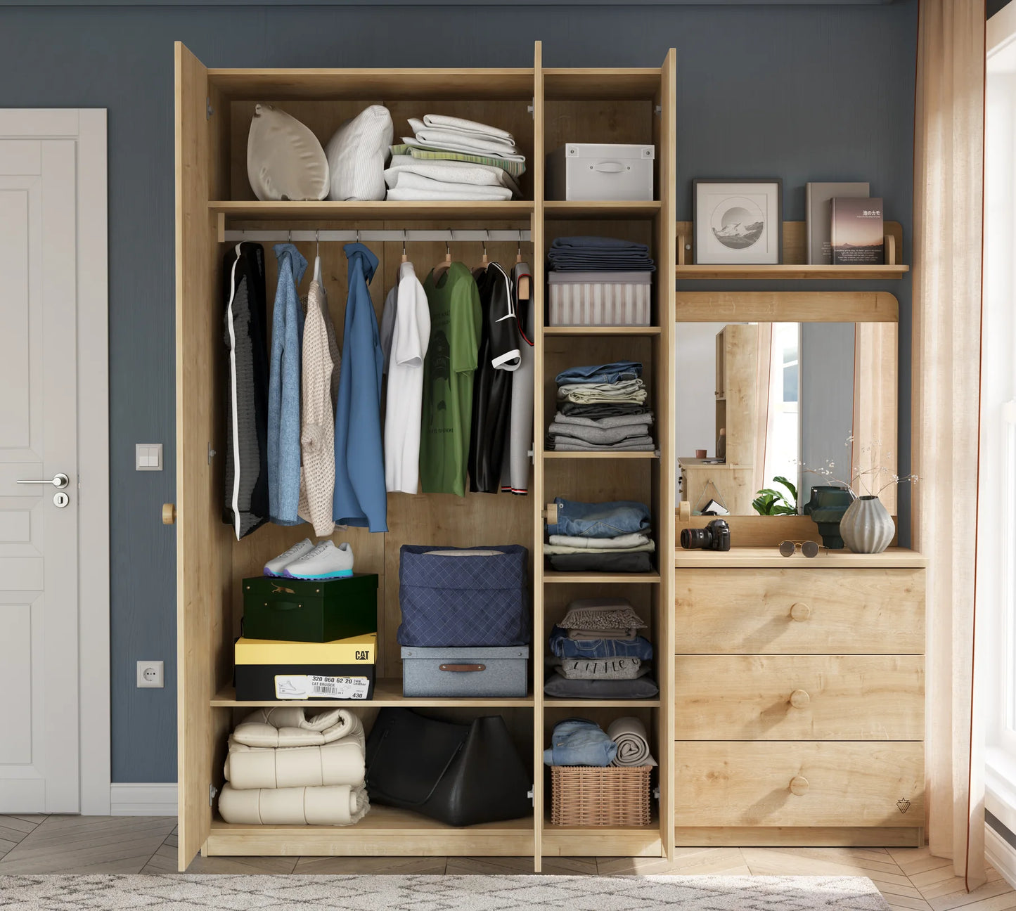 Детски трикрилен гардероб Mocha