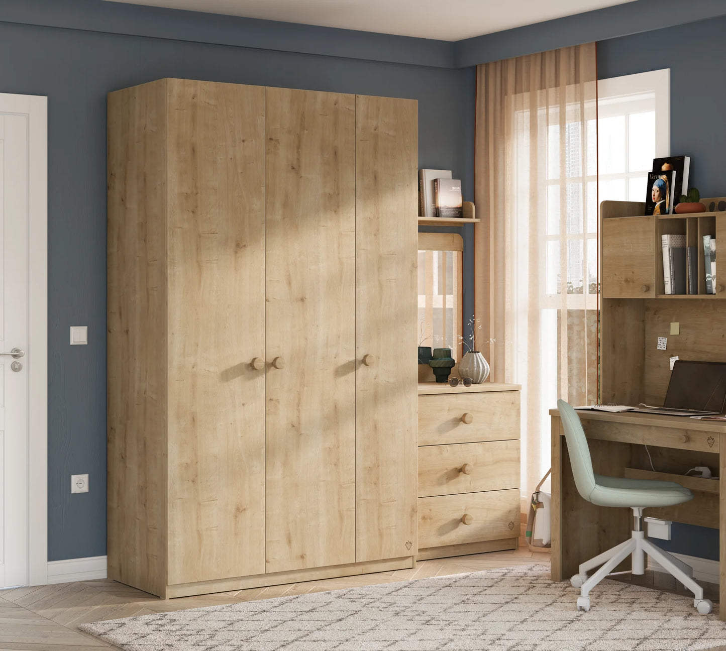 Детски трикрилен гардероб Mocha