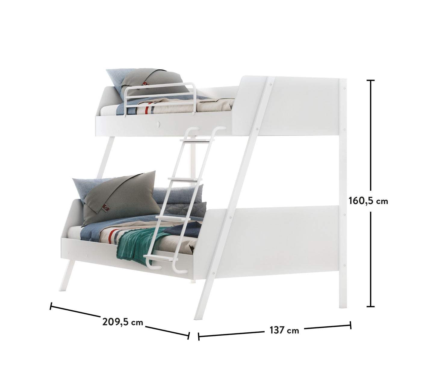 Двуетажно легло Romantica White (90x200-120x200 см)