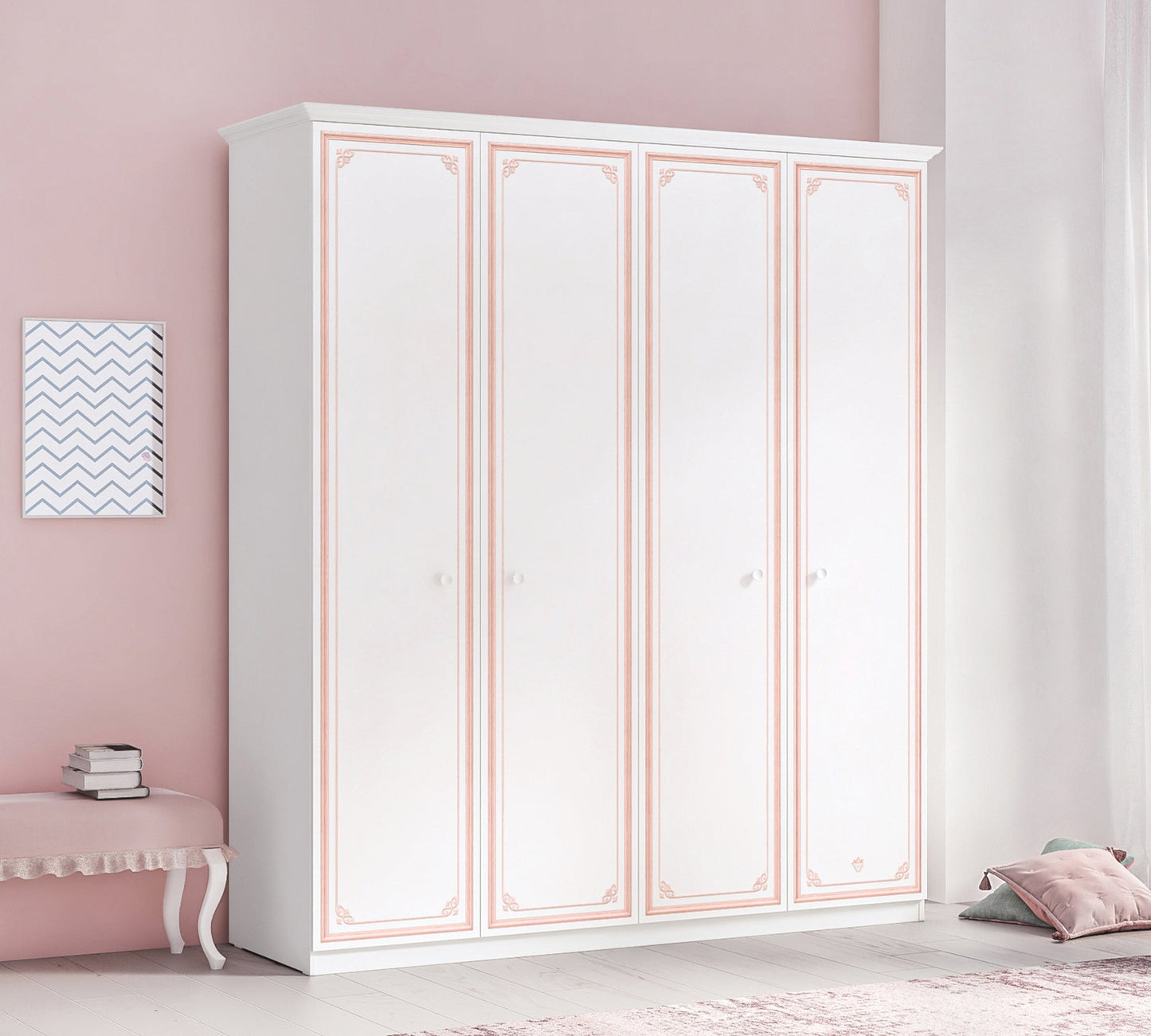 Четирикрилен гардероб Selena Pink