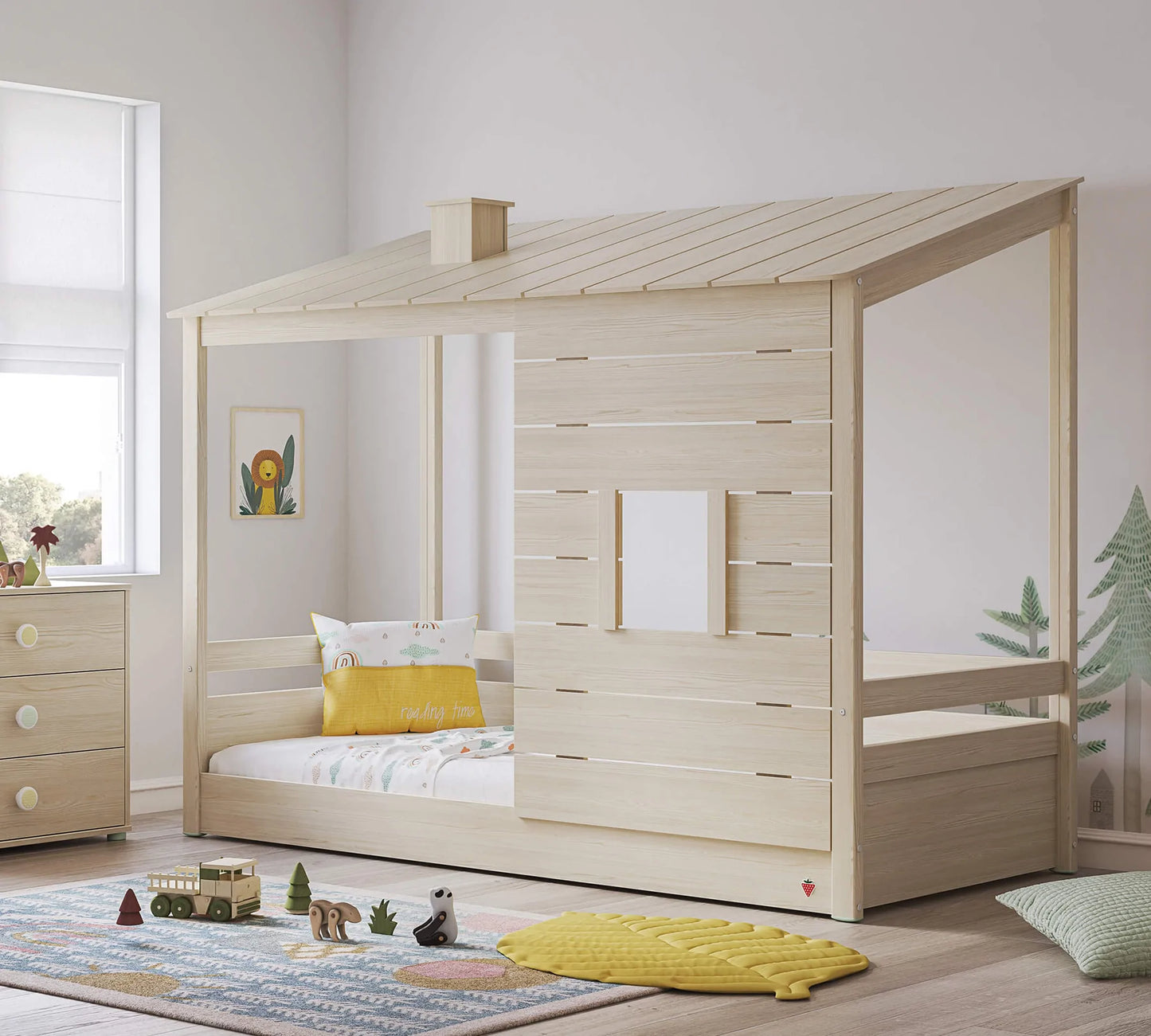 Комин за детско легло Montes Natural с дървен покрив