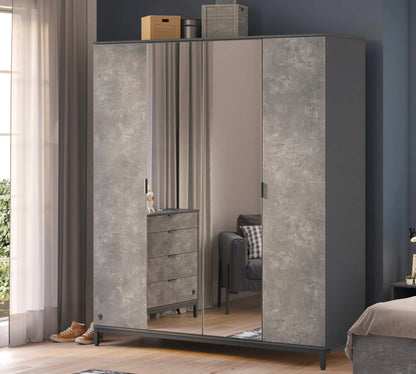 Четирикрилен гардероб Space Gray