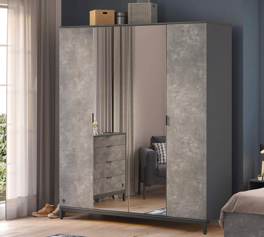 Четирикрилен гардероб Space Gray