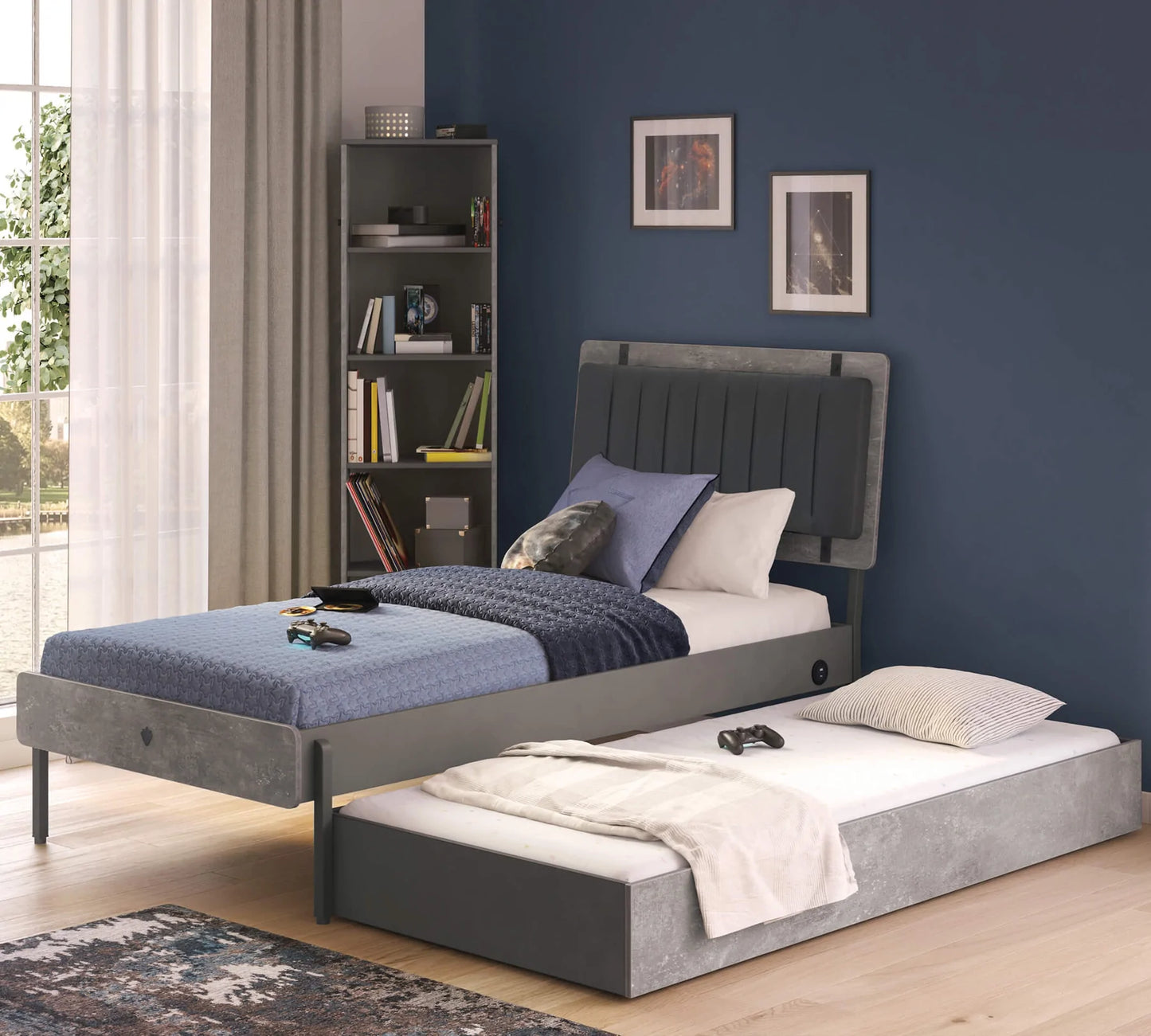 Издърпващо легло Space Gray (90x190 см)